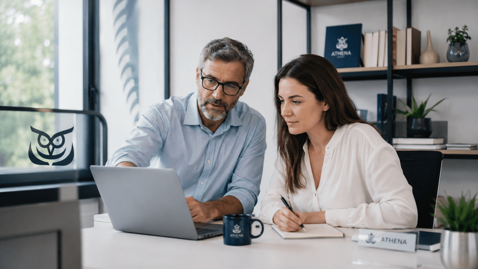 Profissional trabalhando em escritório da Athena Office